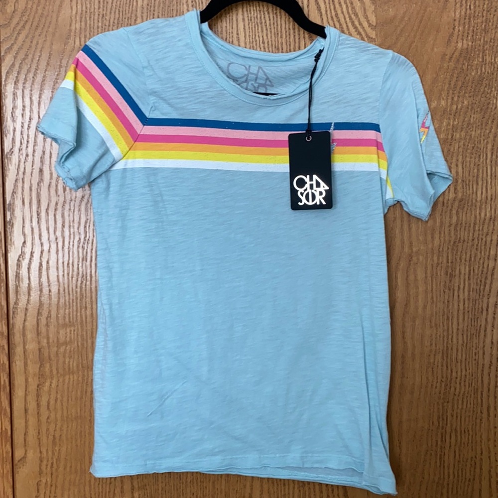 XS Blue Striped Chaser Tee NWT